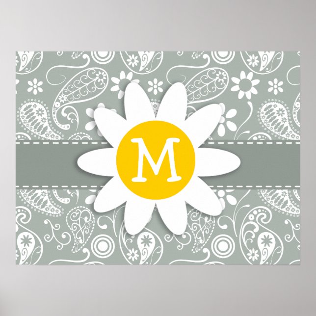 Daisy på Ash Grått; Grått Paisley Poster (Framsidan)