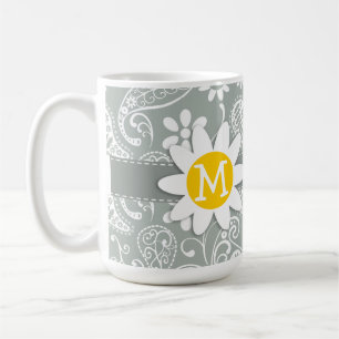 Daisy på askagrått; Grå färg Paisley Kaffemugg