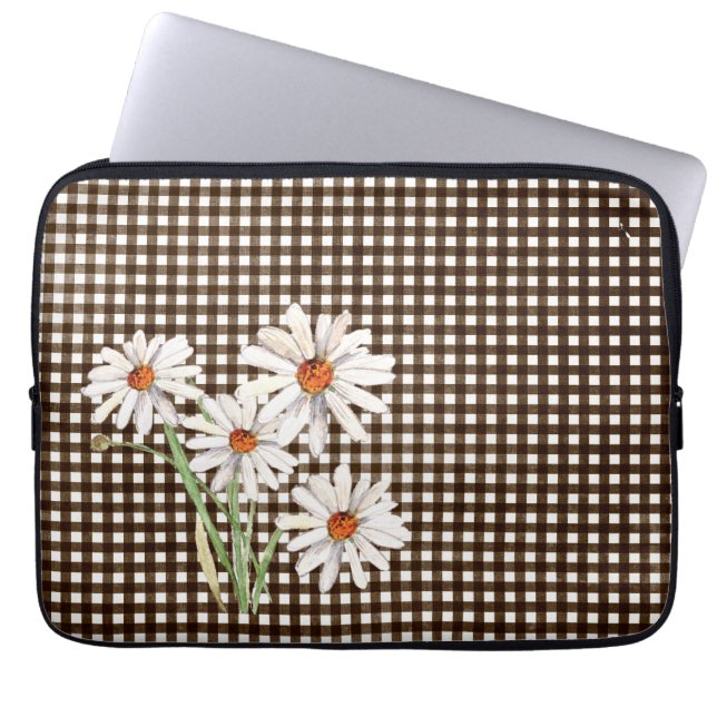 Daisy på Brown Gingham Laptop Fodral (Framsidan)
