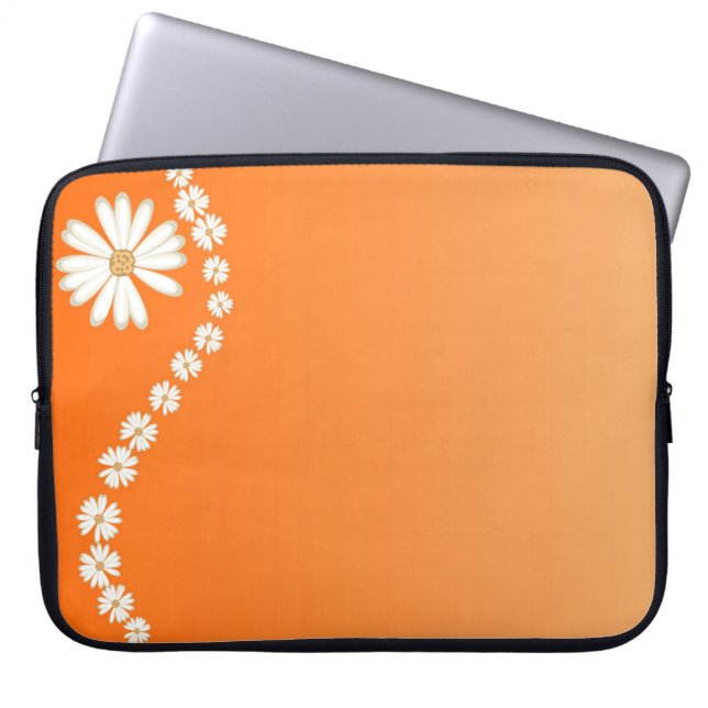 Daisy på den orange bärbar datordatorsleeven laptop sleeve (Framsidan)
