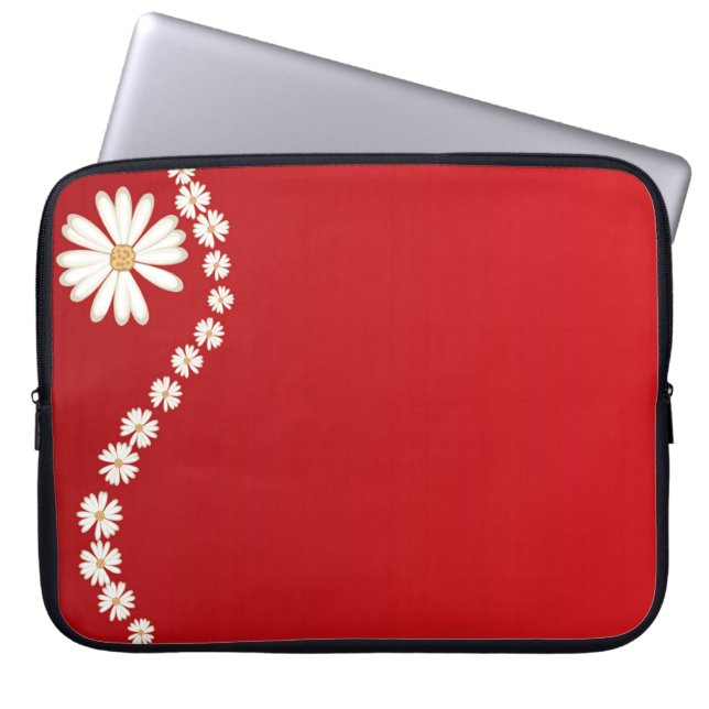 Daisy på den röda bärbar datordatorsleeven laptop fodral (Framsidan)