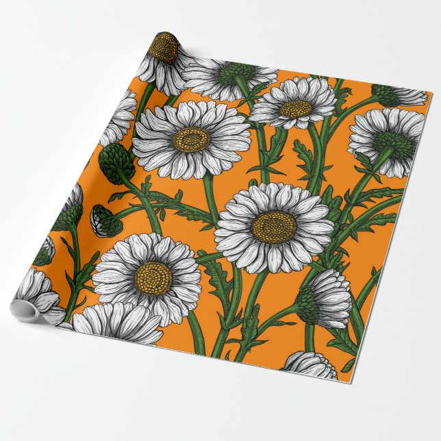 Daisy på orange presentpapper (Utrullad)