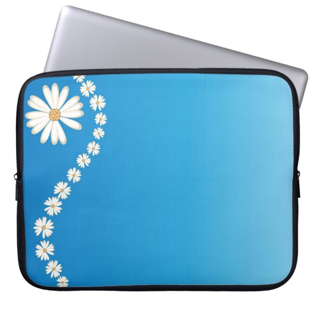 Daisy på Sleeven Blått bärbar dator Laptop Fodral (Framsidan)