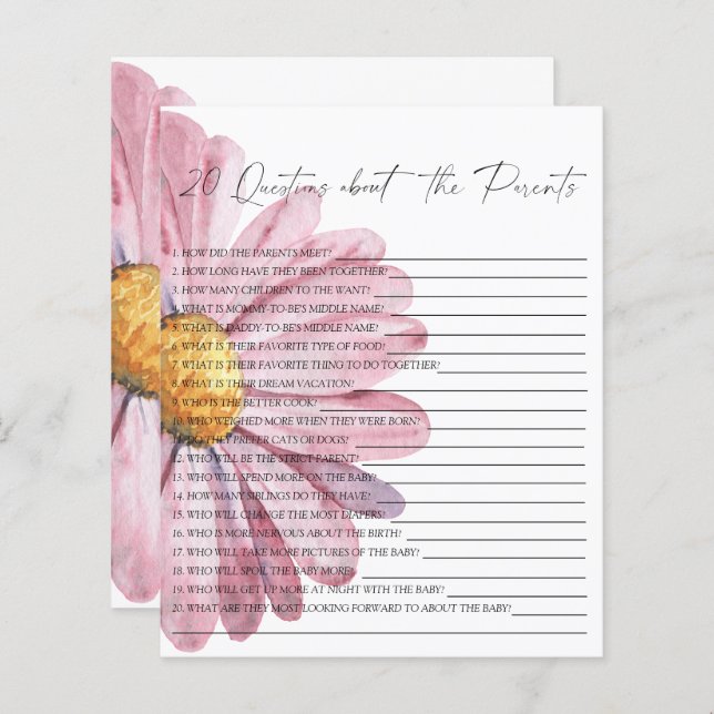 Daisy Party | 20 frågor om föräldrar (Fram/baksida)