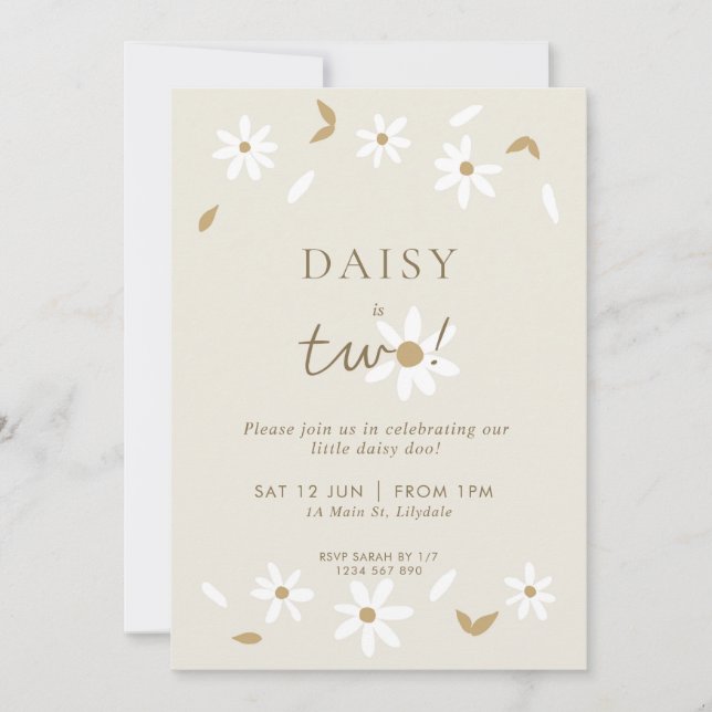 Daisy Party 2:a födelsedagsinbjudan Inbjudningar (Framsida)