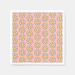 Daisy Pattern on Pastel Pink Spring Party Pappersservett