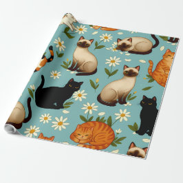 Daisy Paws-parad – Lekfulla katter & blommor Presentpapper