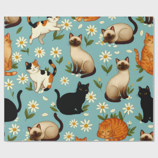 Daisy Paws Parade – Playful Cats & Blooms Presentpapper