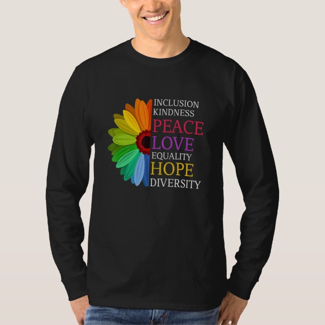Daisy Peace Kärlek Equality Diversity Human Högers T Shirt (Framsida)