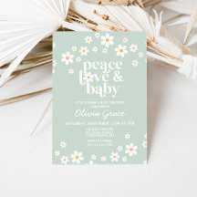 Daisy Peace Love Baby Shower Inbjudan