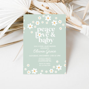 Daisy Peace Love Baby Shower Inbjudan
