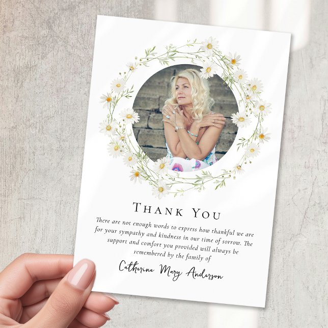 Daisy Photo Bereavement Sympathy Funeral Memorial Tack Kort (Skapare uppladdad)