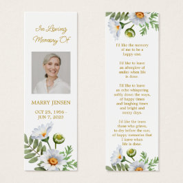 Daisy Photo Funeral Memorial Bookmark Litet Visitkort