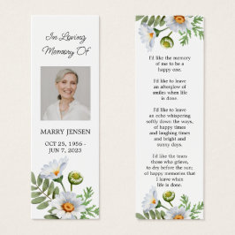 Daisy Photo Funeral Memorial Bookmark Litet Visitkort