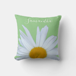 Daisy Photo Grönt Elegant White Script Kudde