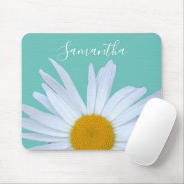 Daisy Photo Teal Grönt Elegant Vitskript Musmatta