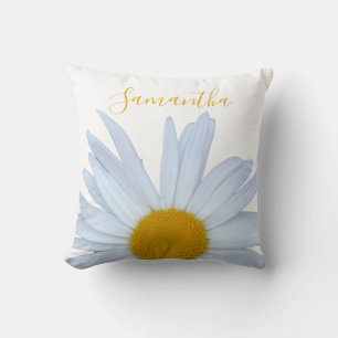 Daisy Photo White Gult Script Kudde