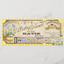 Daisy Picnic Gult Gingham Check Baby Shower