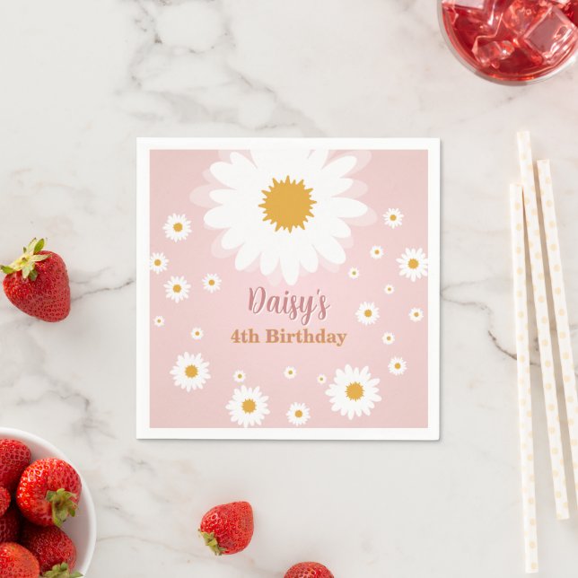 Daisy Pink Any Age Birthday  Pappersservett (Insitu)