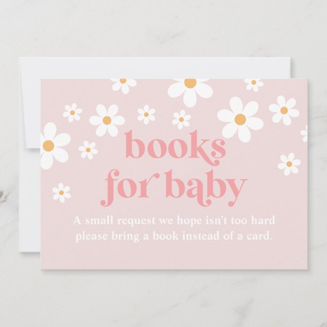 Daisy Pink Retro Baby Shower Böcker för Baby-kort Inbjudningar (Framsida)