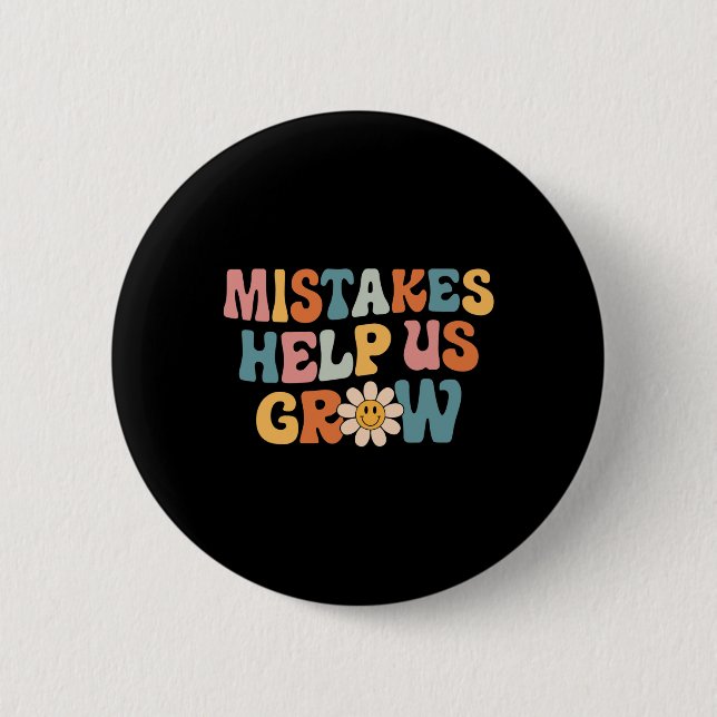 Daisy Positive Growth Mindset Retro Teacher Back T Knapp (Framsida)