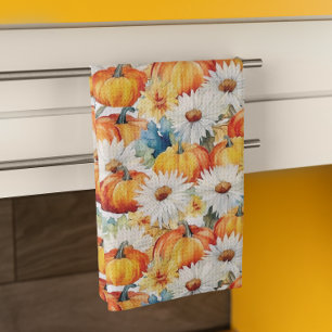 Daisy Pumpa Höst Thanksgiving Blomma Kökshandduk