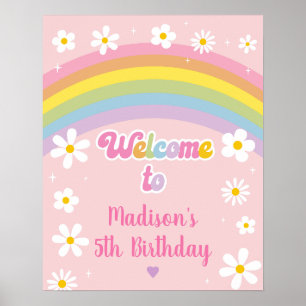Daisy Rainbow Låt oss Party Retro Birthday Poster