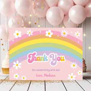 Daisy Rainbow Retro Birthday Tack Kort