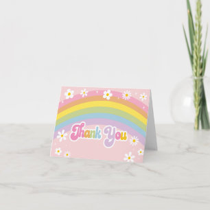 Daisy Rainbow Retro Birthday Tack Kort