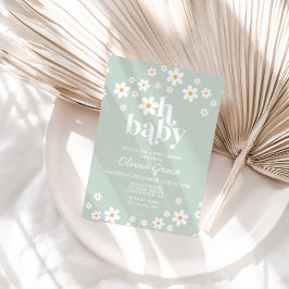 Daisy Retro Blommig Baby Shower Inbjudan
