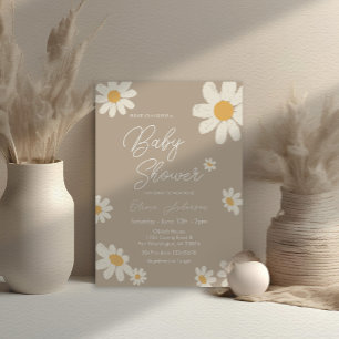 Daisy Retro Boho Baby Shower Inbjudningar