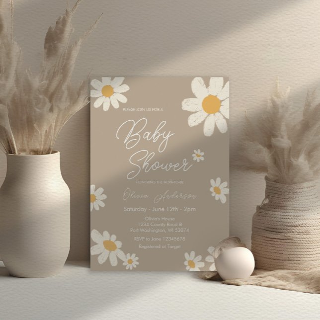 Daisy Retro Boho Baby Shower Inbjudningar (Skapare uppladdad)