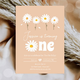 Daisy Retro Boho Party Sand Girl First Birthday Inbjudningar