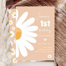 Daisy Retro Boho Party Sand Girl First Birthday Inbjudningar