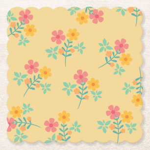 Daisy Retro Bouquet Mönster i Gult Underlägg Papper