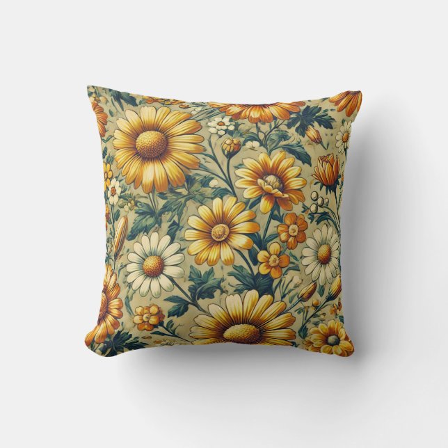 Daisy retro mönster kudde (Framsida)