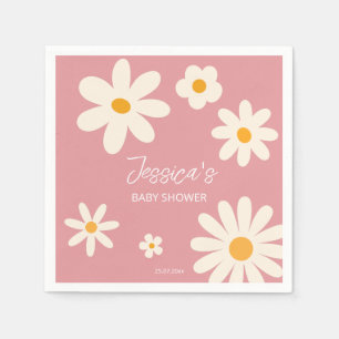 Daisy retro rosa ökenduschboho pappersservett