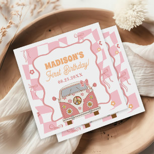 Daisy & Retro Van Pastel Groovy 1:a födelsedag Pappersservett