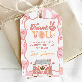 Daisy & Retro Van Pastel Groovy 1:a födelsedag Presentetikett