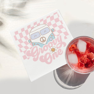 Daisy & Retro Van Rosa Groovy Ett första födelseda Pappersservett