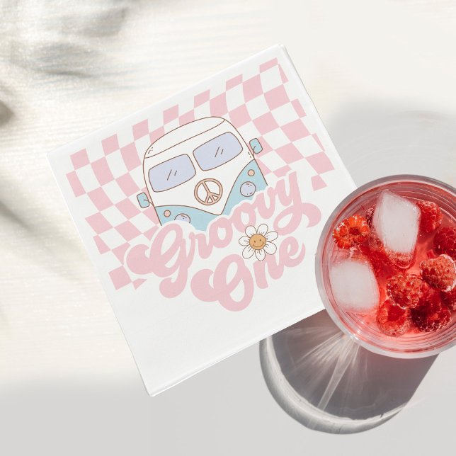 Daisy & Retro Van Rosa Groovy Ett första födelseda Pappersservett (Skapare uppladdad)