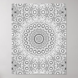 Daisy Ring Mandala Målarbild Detaljerad Konstverk Poster