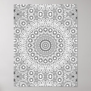 Daisy Ring Mandala Målarbild Detaljerad Konstverk Poster