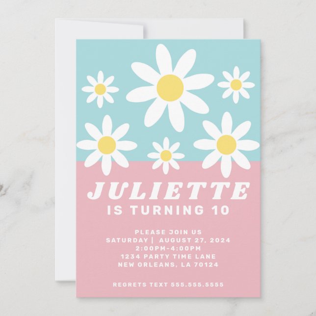 Daisy Roligt Födelsedagsfest inbjudan (Framsida)