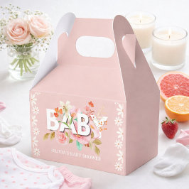 Daisy rosa Baby-blommans kalligrafi Baby Shower Presentaskar