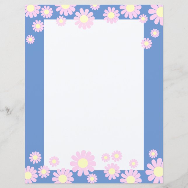 Daisy Rosa Blue Staionery Papper (Framsida)