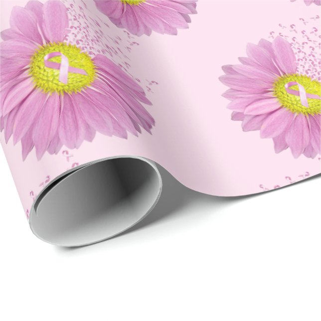 Daisy Rosa Bröstcancer överlevande Rosett band Presentpapper (Rullad Hörn)