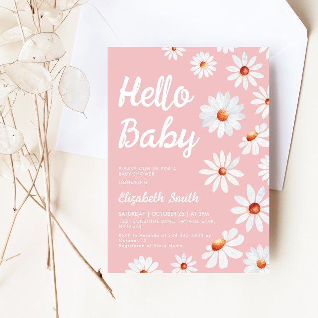 Daisy Rosa Girl Baby Shower Inbjudningar (Skapare uppladdad)