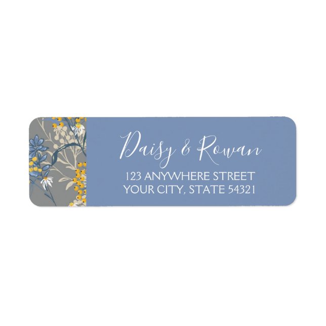 Daisy Rowan Berries Navy & Gult Returadress Returadress Etikett (Framsidan)