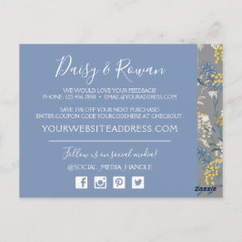Daisy Rowan Navy & Gult Botanical Tack Vykort